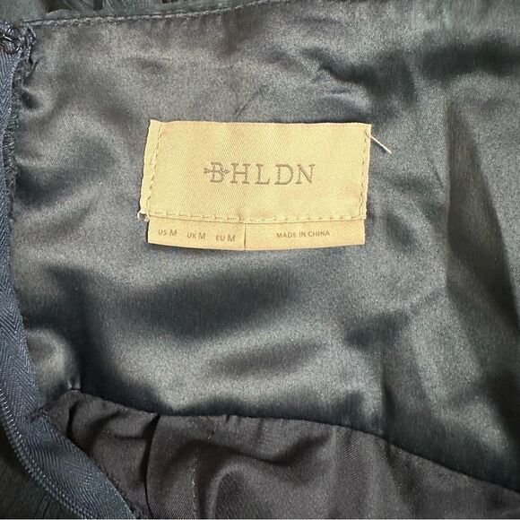 BHLDN Navy Blue Brigitte Sheered Waist Chiffon Maxi Prom Dress Size Medium - Picture 12 of 13